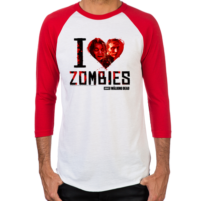 I Heart Zombies Men's Baseball T-Shirt