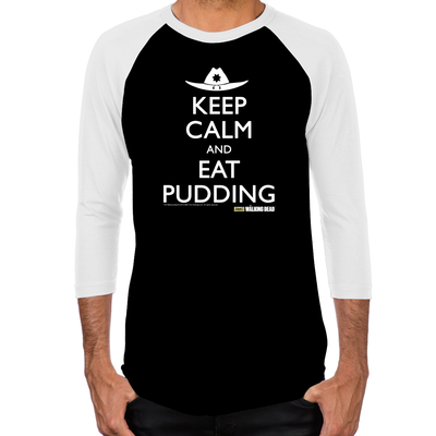 Keep Calm Eat Pudding Men's Baseball T-Shirt